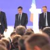 Alain Juppé, François Fillon et Jean-François Coppé lors du meeting de Nicolas Sarkozy à Villepinte le 11 mars 2012