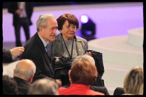 Le couple Tibéry lors du meeting de Nicolas Sarkozy à Villepinte le 11 mars 2012