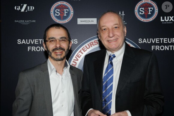 Arié Levy et François Berléand lors du dîner de gala pour l'association SSF sauveteurs sans frontières, au 1515, le 12 mars 2012