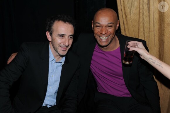 Elie Semoun et Denis Maréchal lors du dîner de gala pour l'association SSF sauveteurs sans frontières, au 1515, le 12 mars 2012