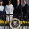 Barack Obama, Michelle Obama et le couple Cameron à Washington.