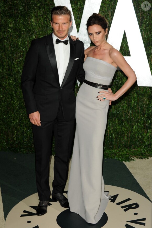 David et Victoria Beckham à Los Angeles lors de l'after-party des Oscars organisée par Vanity Fair. Los Angeles, le 26 février 2012.