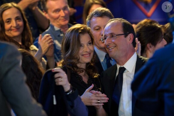 François Hollande et Valérie Trierweiler au Cirque d'Hiver le 18 mars 2012 à Paris
