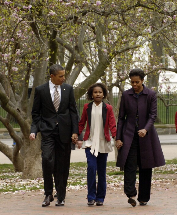 Michelle Obama en famille se rend à l'église. Washington le 18 mars 2012