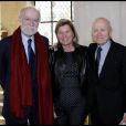 Sophie Seydoux, son mari Jérôme Seydoux et son beau-frère Nicolas Seydoux lors de l'installation au sein de l'Académie des Beaux-Arts à Paris le 28 mars 2012 de Jean-Jacques Annaud