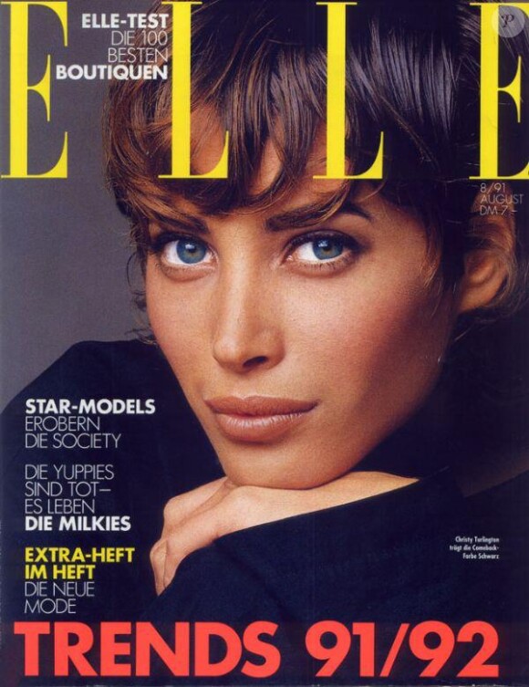 Christy Turlington en couverture du Elle français d'août 1991.