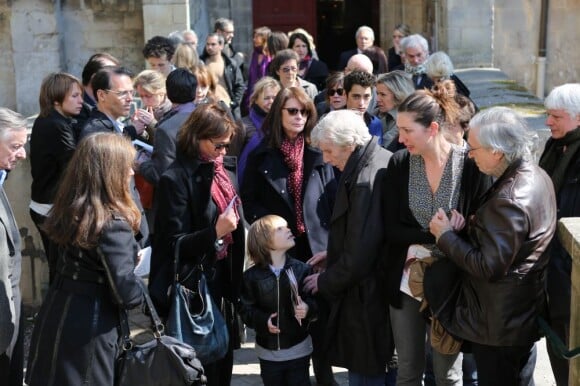 Claire Nadeau lors des obsèques de Philippe Bruneau le 3 avril 2012 en l'église Saint-Ouen de Caen