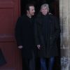 Roland Giraud et Alain Scoff lors des obsèques de Philippe Bruneau le 3 avril 2012 en l'église Saint-Ouen de Caen