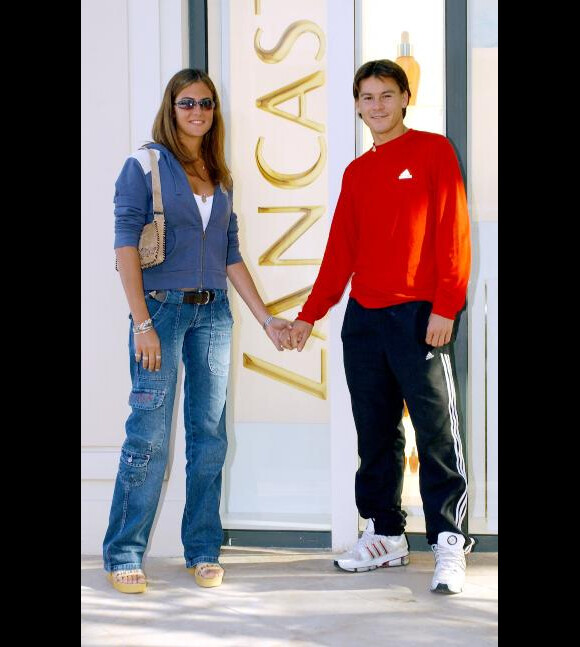 Guillermo Coria et sa femme Carla le 21 avril 2004 à Monaco