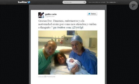 Guillermo Coria pose avec sa femme Carla et leur petite merveille, Thiago, né le 12 avril 2012