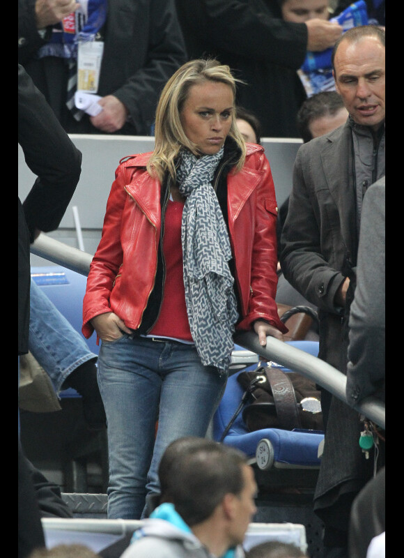 Cécile de Ménibus au match Lyon-Marseille, en finale de Coupe de la Ligue, le samedi 14 avril au Stade de France, près de Paris.