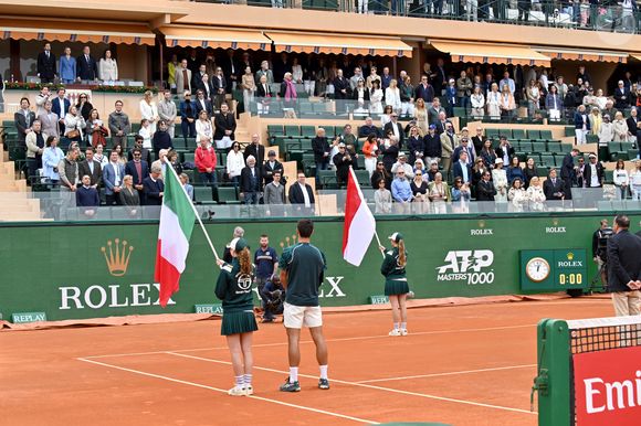Georg Fespetics, la princesse Charlene de Monaco, le prince Albert II de Monaco et Melanie-Antoinette de Massy, la présidente du Rolex Monte-Carlo Masters, durant la finale de la 118e édition du Rolex Monte-Carlo Masters, au Monte-Carlo Country Club à Roquebrune Cap Martin, le 13 avril 2025.
L'espagnol Carlos Alcaraz a battu l'italien Lorenzo Musetti 3-6 / 6-1 / 6-0. © Bruno Bebert / Bestimage