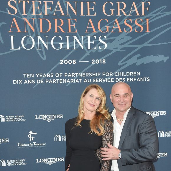 Steffi Graf et son mari André Agassi  - Longines a organisé un Gala de charité en l'honneur de Steffi (Stefanie) Graf et de André Agassi avec les associations caritatives "Children for Tomorrow" et "The André  Agassi Foundation for Education" au Musée Rodin à Paris avec qui la marque célèbre ses 10 ans de partenariat. Longines donnera le coup d’envoi d’une vente aux enchères de montres exclusives en faveur des associations de Steffi Graf et de André Agassi. Paris le 2 juin 2018
© Guirec Coadic/Bestimage