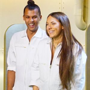 Le chanteur Stromae et sa femme Coralie Barbier (styliste) Paris le 6 avril 2018.