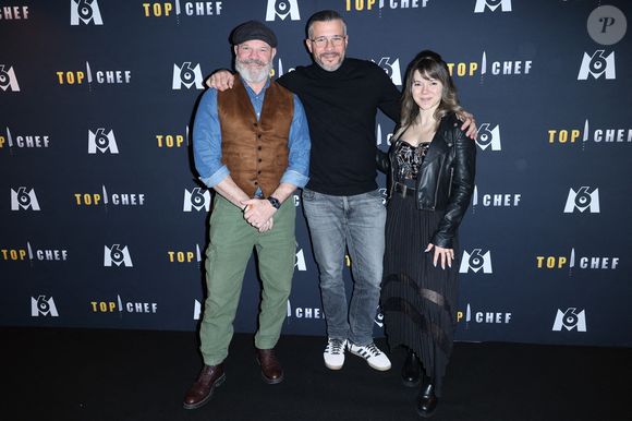 Philippe Etchebest, Glenn Viel et Juju Fitcats assistent à la première de Top Chef Saison 15 le 11 mars 2024 à Paris, France. Photo by Jerome Domine/ABACAPRESS.COM