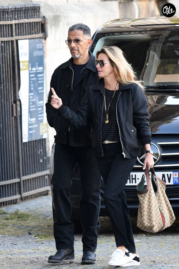 Roschdy Zem et sa compagne Sarah Poniatowski - Obsèques de Nathalie Baye en l'église Saint-Sulpice à Paris le 23 avril 2026. © Clement Prioli / Bestimage