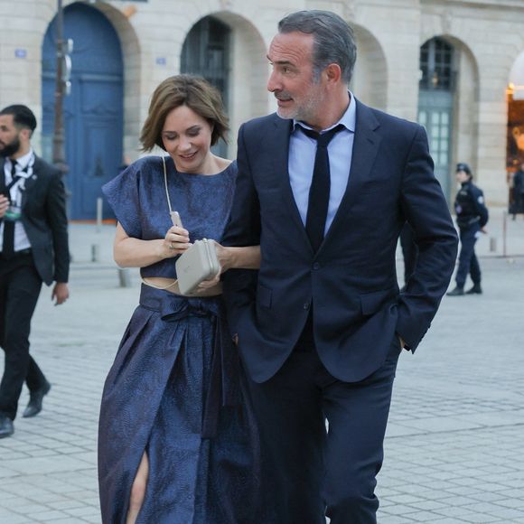Exclusif - Jean Dujardin et sa femme Nathalie Péchalat arrivent à la cérémonie " 2023 Laureus World Sports Awards" à Paris le 8 mai 2023.