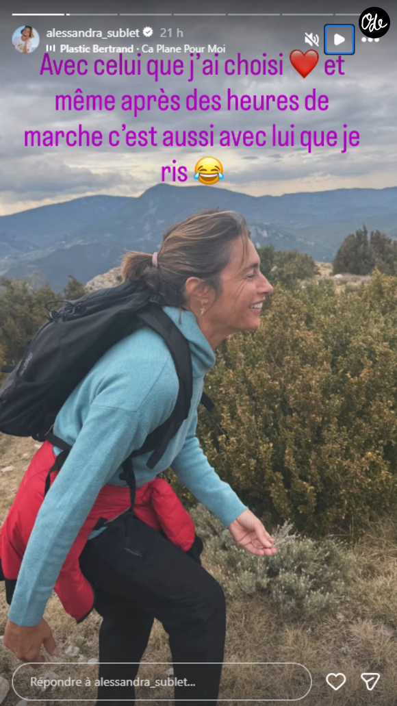 Story Instagram d'Alessandra Sublet @alessandra_sublet, lundi 5 octobre 2025.