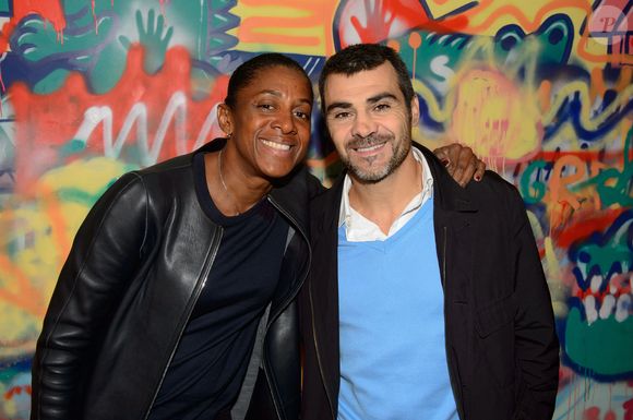 Exclusif - Marie-José Pérec (athlétisme) et son compagnon Sébastien Foucras (ski acrobatique) - Croco Kids Party Lacoste au Pavillon Puebla à Paris le 16 septembre 2015. (no web - online pour suisse et Belgique)