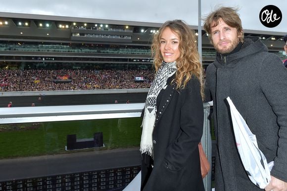 Philippe Lacheau et Elodie Fontan à la 97ème édition du Grand Prix d'Amérique à l'hippodrome de Vincennes à Paris, France, le 28 janvier 2018. Crédit Giancarlo Gorassini/Bestimage