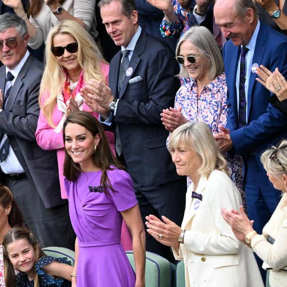En 2024, elle avait été ovationnée au tournoi de tennis

Catherine (Kate) Middleton avec la princesse Charlotte et Pippa Middleton dans les tribunes de la finale du tournoi de Wimbledon 2024, le 14 juillet 2024.