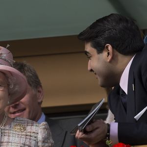 La reine Elisabeth II d'Angleterre, Cheikh Hamad bin Abdullah Al-Thani - Course "Qipco British Champions Day" sur l' Hippodrome d'Ascot en presence de membres de la famille royale, le 19 Octobre 2013. AGENCE / BESTIMAGE