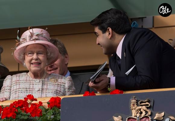 La reine Elisabeth II d'Angleterre, Cheikh Hamad bin Abdullah Al-Thani - Course "Qipco British Champions Day" sur l' Hippodrome d'Ascot en presence de membres de la famille royale, le 19 Octobre 2013. AGENCE / BESTIMAGE
