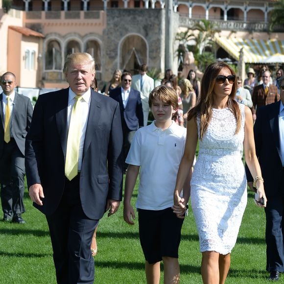 Donald Trump, Melania Trump et Barron Trump à Mar-a-Largo Club le 4 janvier 2015.