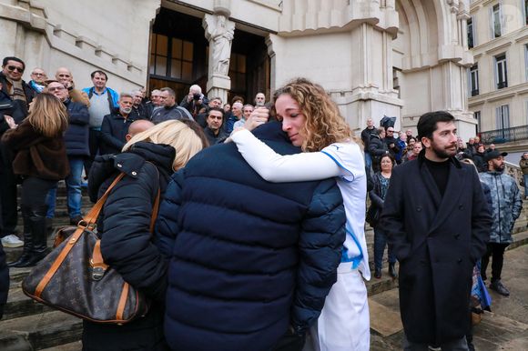 Olivia Courbis (fille de R.Courbis) - Obsèques de Rolland Courbis en l'église des Réformés à Marseille, France, le 17 janvier 2026. © Franz Chavaroche/Bestimage