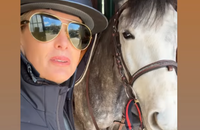 Laeticia Hallyday a profité d'un moment hors du temps au haras de son compagnon, Serge Varsano. 
Capture d'écran Instagram