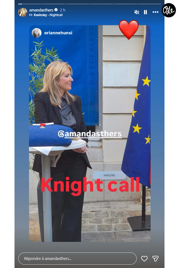 Sur son compte Instagram, la star a repartagé avec émotion les nombreuses stories capturées par ses invités privilégiés.

Amanda Sthers décorée pour son parcours.