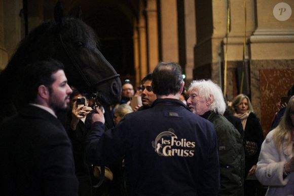 Le chanteur, auteur et compositeur français Hugues Aufray lors d'une messe à la mémoire de l'actrice française Brigitte Bardot à l'église Saint-Roch à Paris, le 28 janvier 2026. Photo by Nasser Berzane/ABACAPRESS.COM