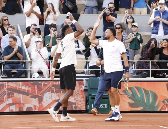 Gael Monfils, Jo-Wilfried Tsonga - Soirée "Gael & Friends" à Roland Garros sur le court Philippe Chatrierà Paris le 21 mai 2026. © Marc Ausset-Lacroix/Bestimage