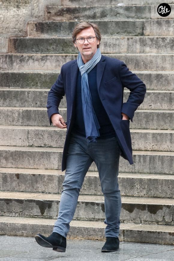 Laurent Romejko - Sorties des obsèques de Yvan Zaplatilek (célèbre restaurateur des stars) à l'église Saint-Roch à Paris le 12 mai 2023. © Christophe Clovis/Bestimage