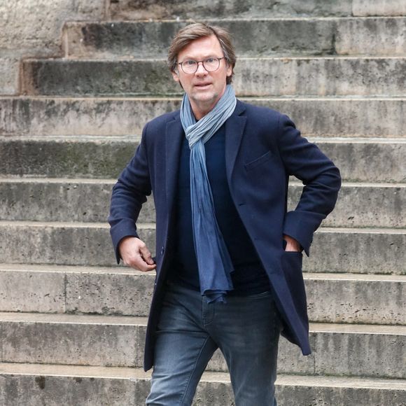 Laurent Romejko - Sorties des obsèques de Yvan Zaplatilek (célèbre restaurateur des stars) à l'église Saint-Roch à Paris le 12 mai 2023. © Christophe Clovis/Bestimage