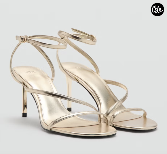 Chaussures à talon en cuir vernis // Sandale à talon avec brides croisées