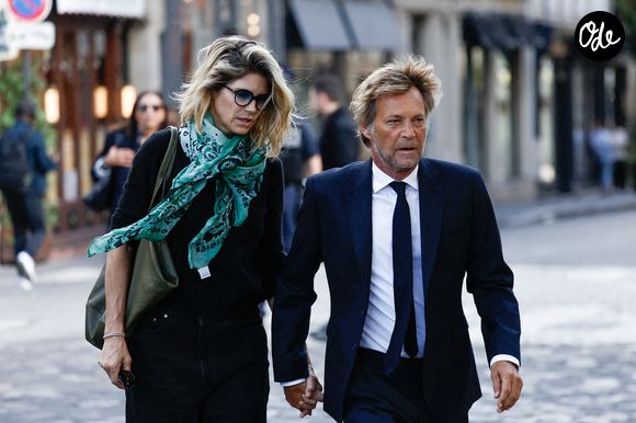 Alice Taglioni et son compagnon Laurent Delahousse - Arrivées aux obsèques de Nicolas Altmayer en l’Église de Saint-Germain-des-Prés à Paris le 31 aout 2026. © Dominique Jacovides-Cyril Moreau/Bestimage