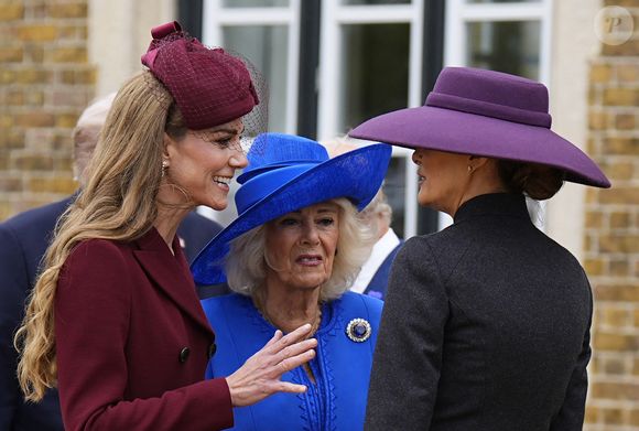 Kate Middleton, princesse de Galles, Camilla Parker Bowles et la Première dame Melania Trump au château de Windsor. © Aaron Chown/WPA-Pool / Julien Burton via Bestimage