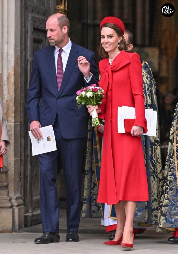 Le prince William, prince de Galles, et Catherine (Kate) Middleton, princesse de Galles, à la sortie de l'abbaye de Westminster lors du "Commonwealth Day 2025", le 10 mars 2025. © Backgrid UK/ Bestimage