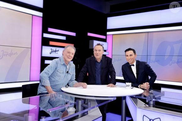 Exclusif - Herbert Leonard, Julien Lepers et Jordan de Luxe lors de l'enregistrement de l'émission "Chez Jordan de Luxe" à Paris le 8 octobre 2024.