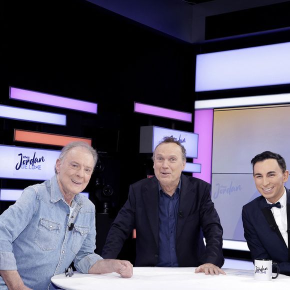 Exclusif - Herbert Leonard, Julien Lepers et Jordan de Luxe lors de l'enregistrement de l'émission "Chez Jordan de Luxe" à Paris le 8 octobre 2024.