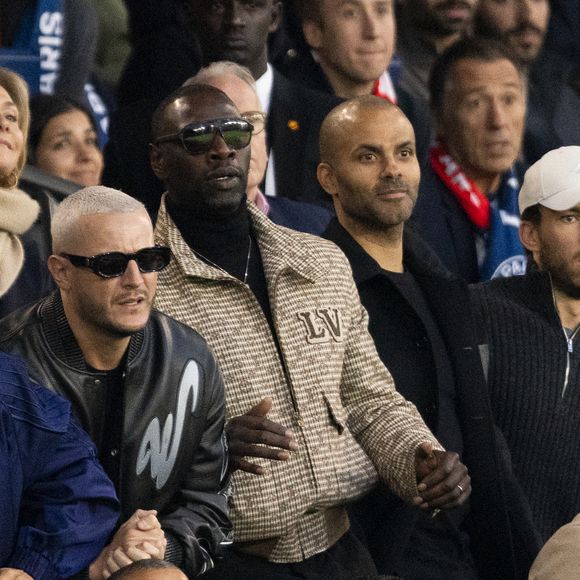 Valérie Pécresse, Malik Bentalha, Dj Snake, Omar Sy, Tony Parker, Pierre Gasly, Gims - Célébrités dans les tribunes lors du match retour de la Ligue Des Champions 2024-2025 (LDC) "PSG - Arsenal" (2-1) au Parc des Princes à Paris le 7 mai 2025. © Cyril Moreau/Bestimage