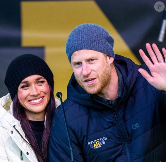 Vancouver, CANADA - Le prince Harry et Meghan Markle font une apparition lors de la célébration de bienvenue à Whistler pendant les Invictus Games Vancouver Whistler 2025. (Backgrid USA / Bestimage).