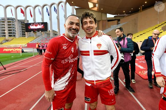 Youri Djorkaeff et Charles Leclerc durant la sixième édition de la Fight Aids Cup, un match de football caritatif au stade Louis II à Monaco, le 25 janvier 2026© Bruno Bebert / Bestimage