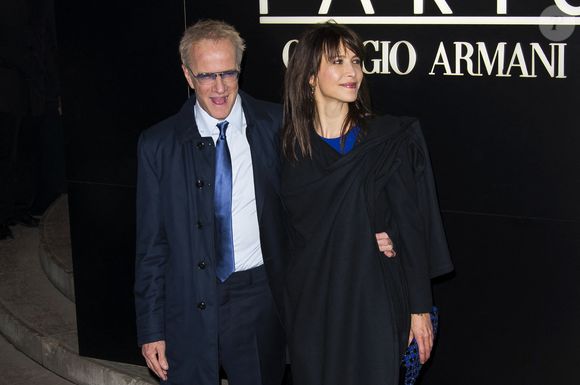 Christophe Lambert et Sophie Marceau arrivent au défilé de la collection Haute-Couture printemps-été 2014 de Giorgio Armani qui s'est tenu au Palais de Tokyo, à Paris, France, le 21 janvier 2014. Photo Nicolas Genin/ABACAPRESS.COM