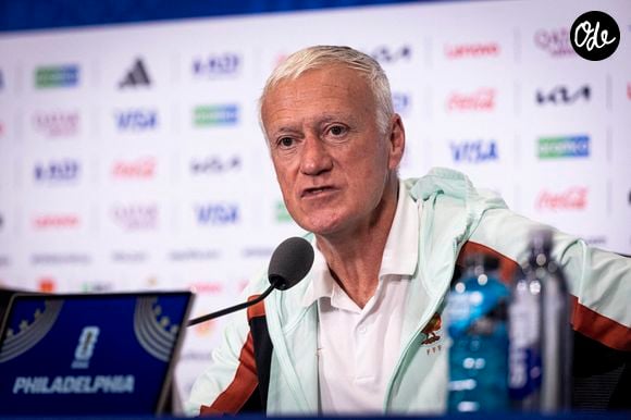 Didier Deschamps, sélectionneur de l'équipe de France, lors de la conférence de presse au stade de Philadelphie, le 21 juin 2026 à Philadelphie, en Pennsylvanie. Elyxandro Cegarra / PsnewZ / Bestimage