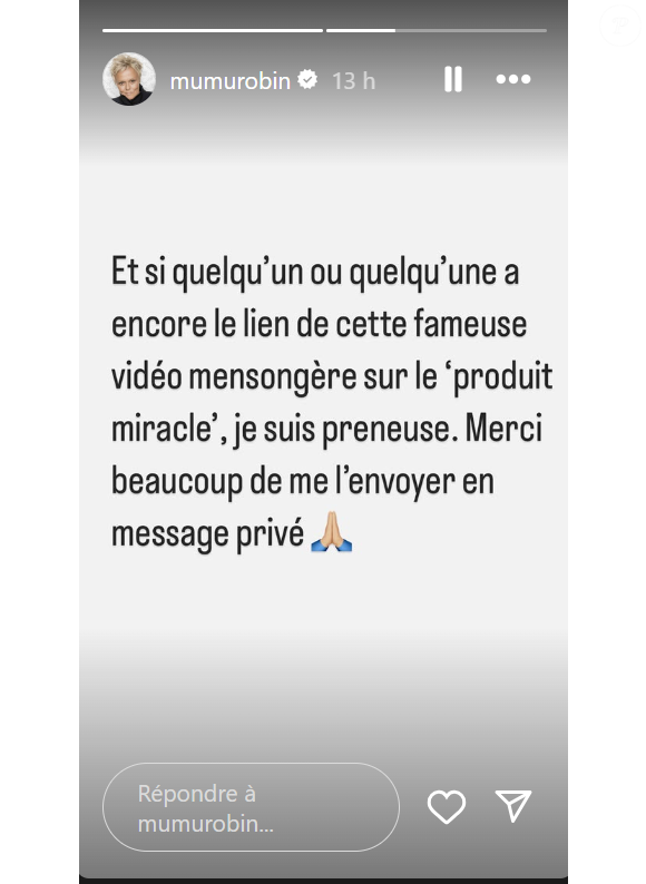 Muriel Robin prend la parole en story sur Instagram
