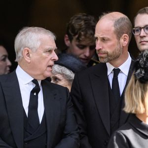 Le prince Andrew, le duc d'York et le prince William, le prince de Galles aux funérailles de la duchesse de Kent, cathédrale de Westminster. Londres, Royaume-Uni, 16 septembre 2025. Photo by Doug Peters/EMPICS/ABACAPRESS.COM