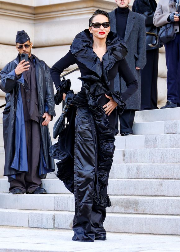 Farida Khelfa - Arrivées des célébrités au défilé Schiaparelli "Collection Haute Couture Printemps/Eté 2026" lors de la Fashion Week de Paris (PFW), au Petit Palais à Paris, France, le 26 janvier 2026. © Denis Guignebourg/Bestimage