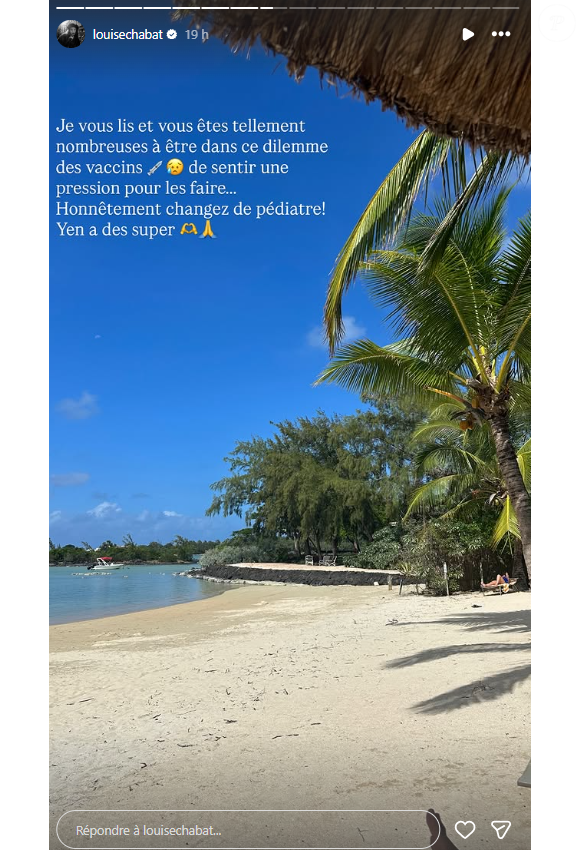 "Je vous lis, vous êtes tellement nombreuses à être dans ce dilemme des vaccins, de sentir une pression pour les faire... Honnêtement, changez de pédiatre ! Il y 'en a des super", a-t-elle donc conseillé.

Louise Chabat se confie sur Instagram